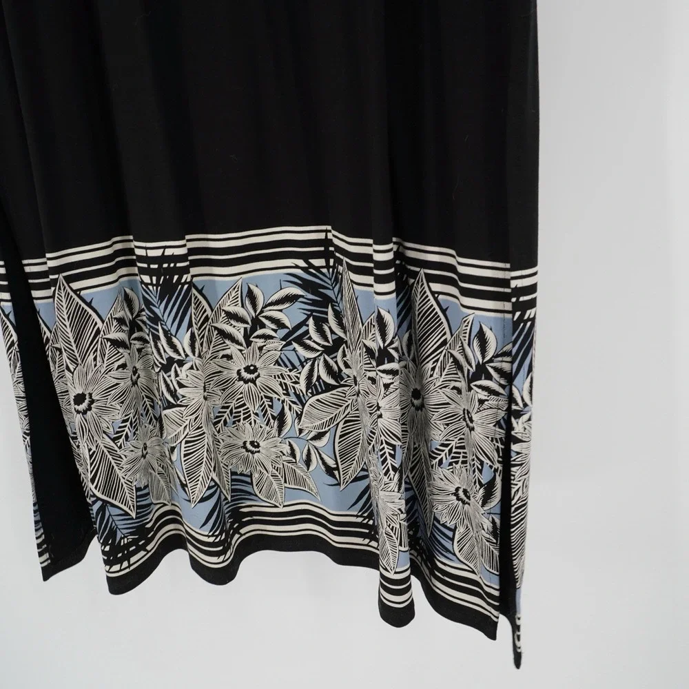 J‎ Jill Wearever Collection Knit Maxi Tank Dress Black Floral Sleeveless Large